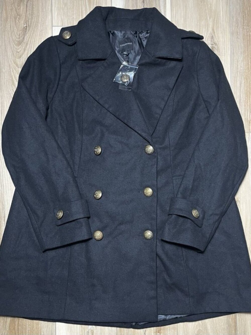 NWT Lane Bryant Winter Wool Black Pea Coat - Women Size 18 / 20